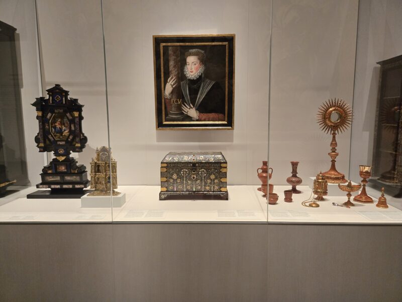 A display of religious relics at the Gallery of the Royal Collections in Madrid.